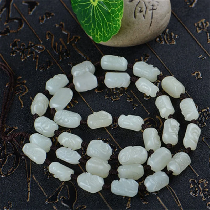 

Hetian Jade Eighteen Disciples of the Buddha Necklace Pendant Lanyard Ornament