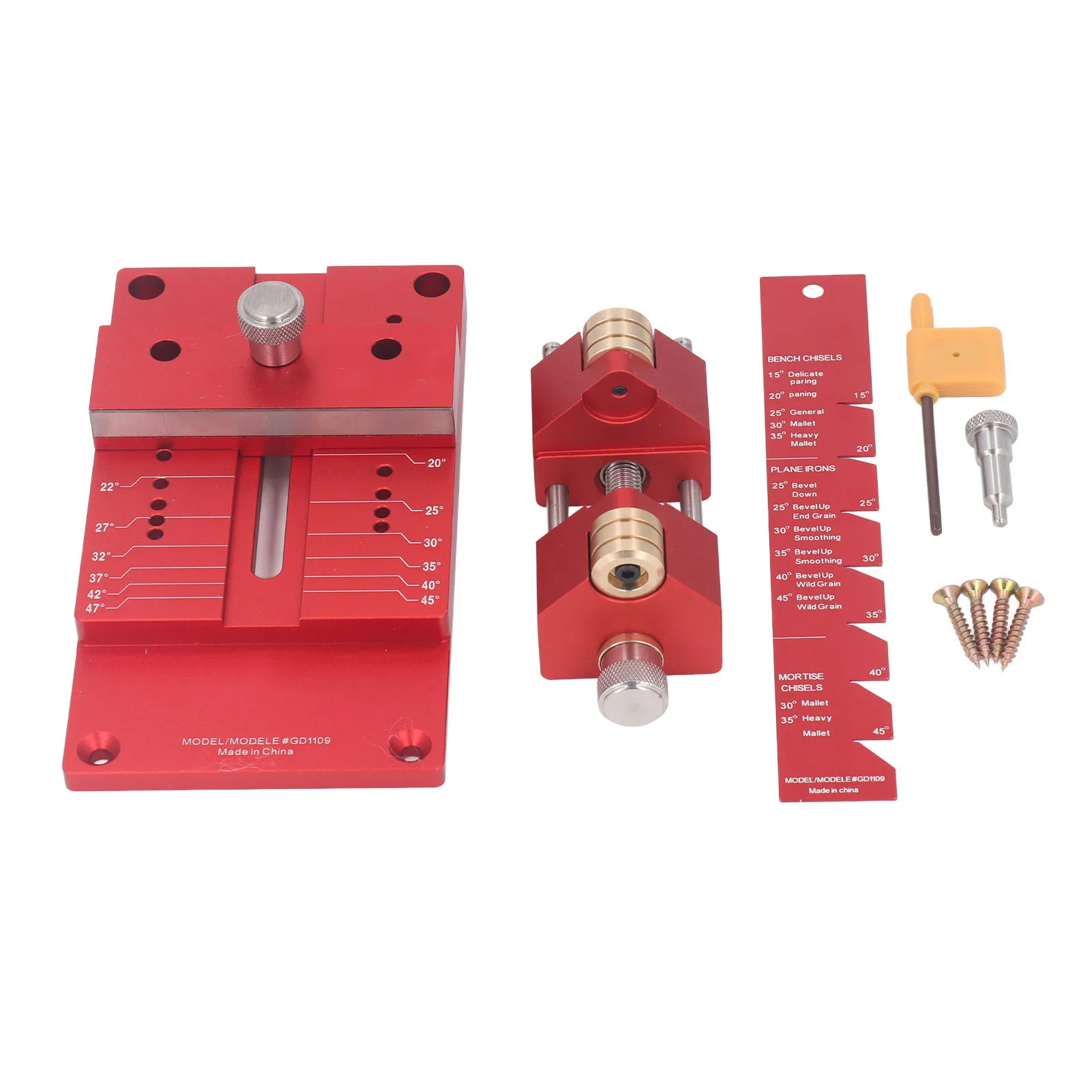 Chisel Honing Tool Chisel Sharpening Kit Aluminum Alloy Honing  15 to 45 Degree Angle Fixture and Gauge Honing  System