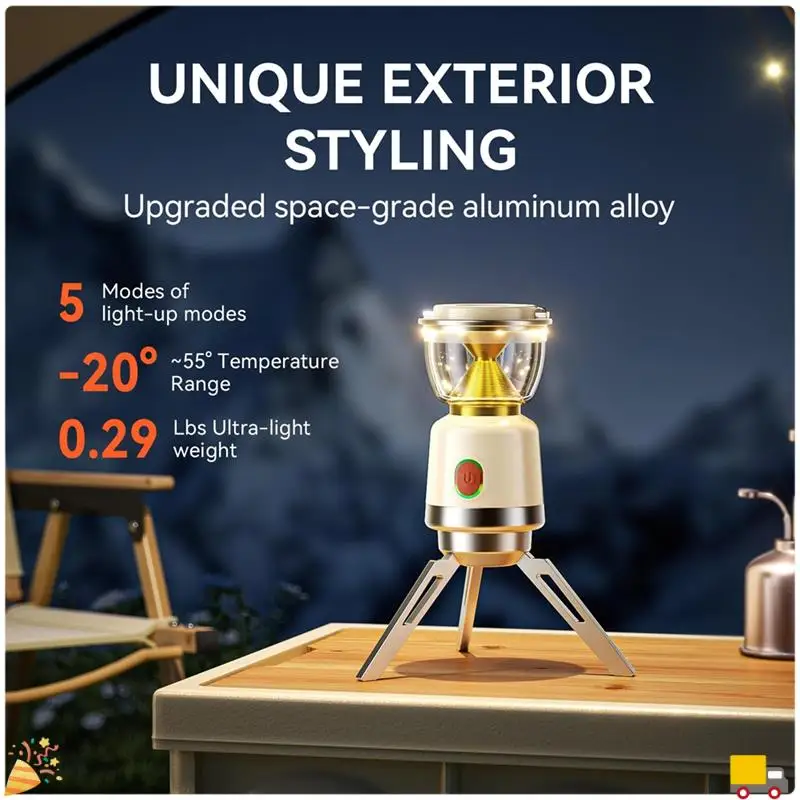 Ultraheldere LED-kampeerlamp met lange batterijduur, ideaal perfect voor buitenkamperen en tentsfeerverlichting