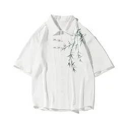 2024 New Chinese Style Chinese Style Short New Chinese style men's bamboo embroidered shirt jacket with short sleeves and summer