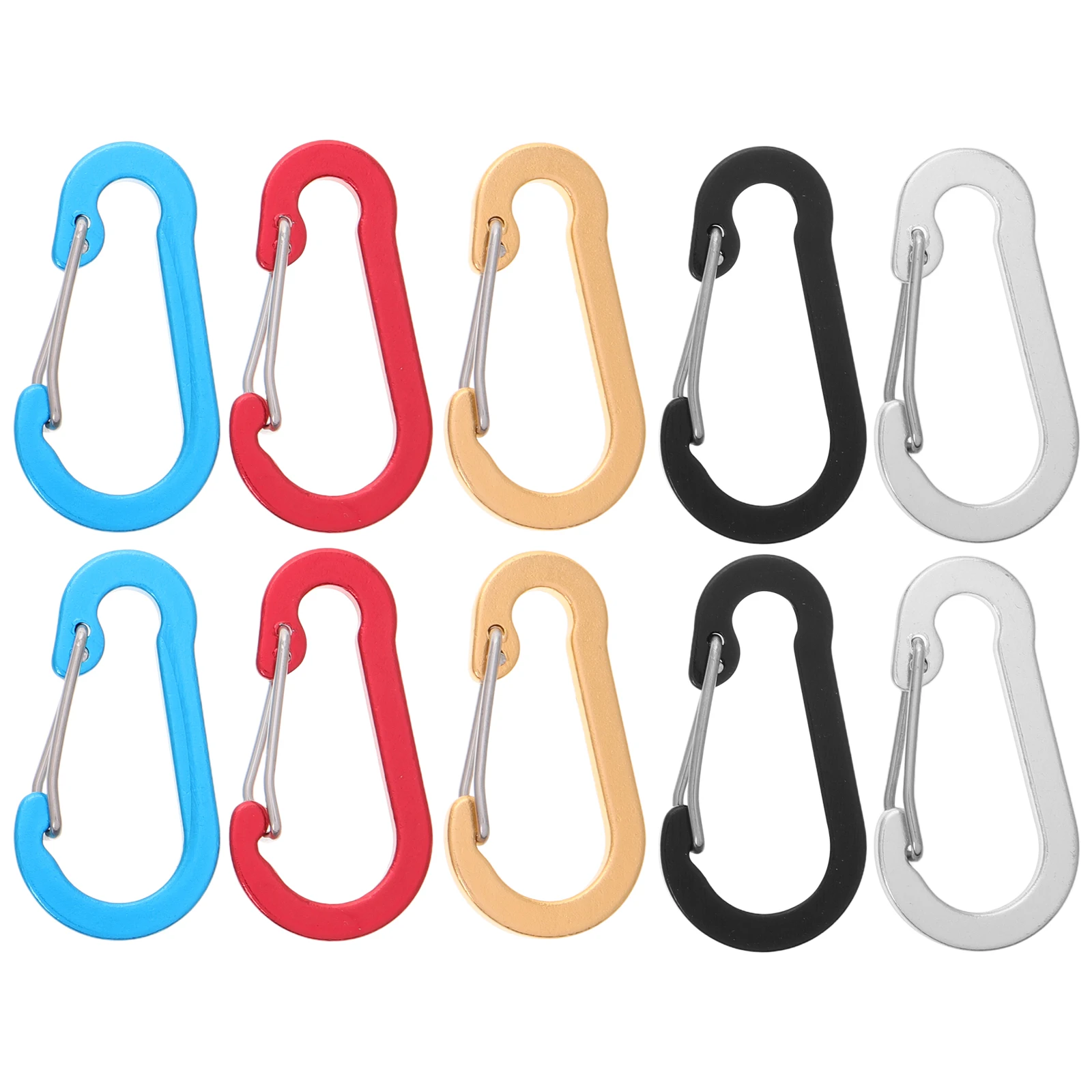 

20pcs Key Climbing Hooks Spring Snap Hook Organizer Aluminum Alloy D Shape Spring Clips Heavy Duty Keychain Outdoor Camping