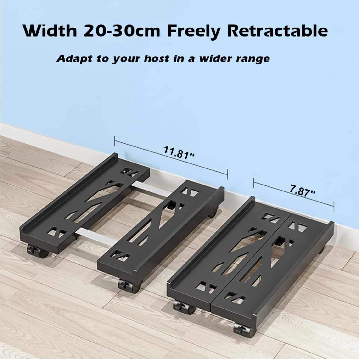 Adjustable Mobile CPU Stand, Ventilated Computer Tower Stand PC Tower Stand with 4 Caster Wheels Fits Most PC, Under Desk CPU Ho