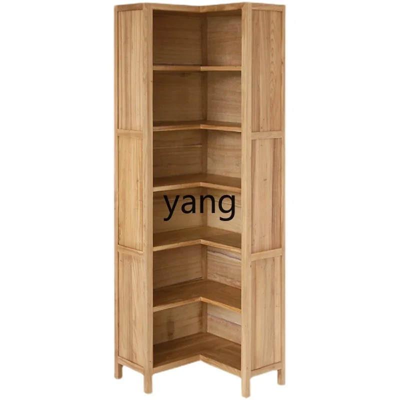 

LH corner bookshelf combination floor-to-ceiling corner solid wood cabinet drawer furniture