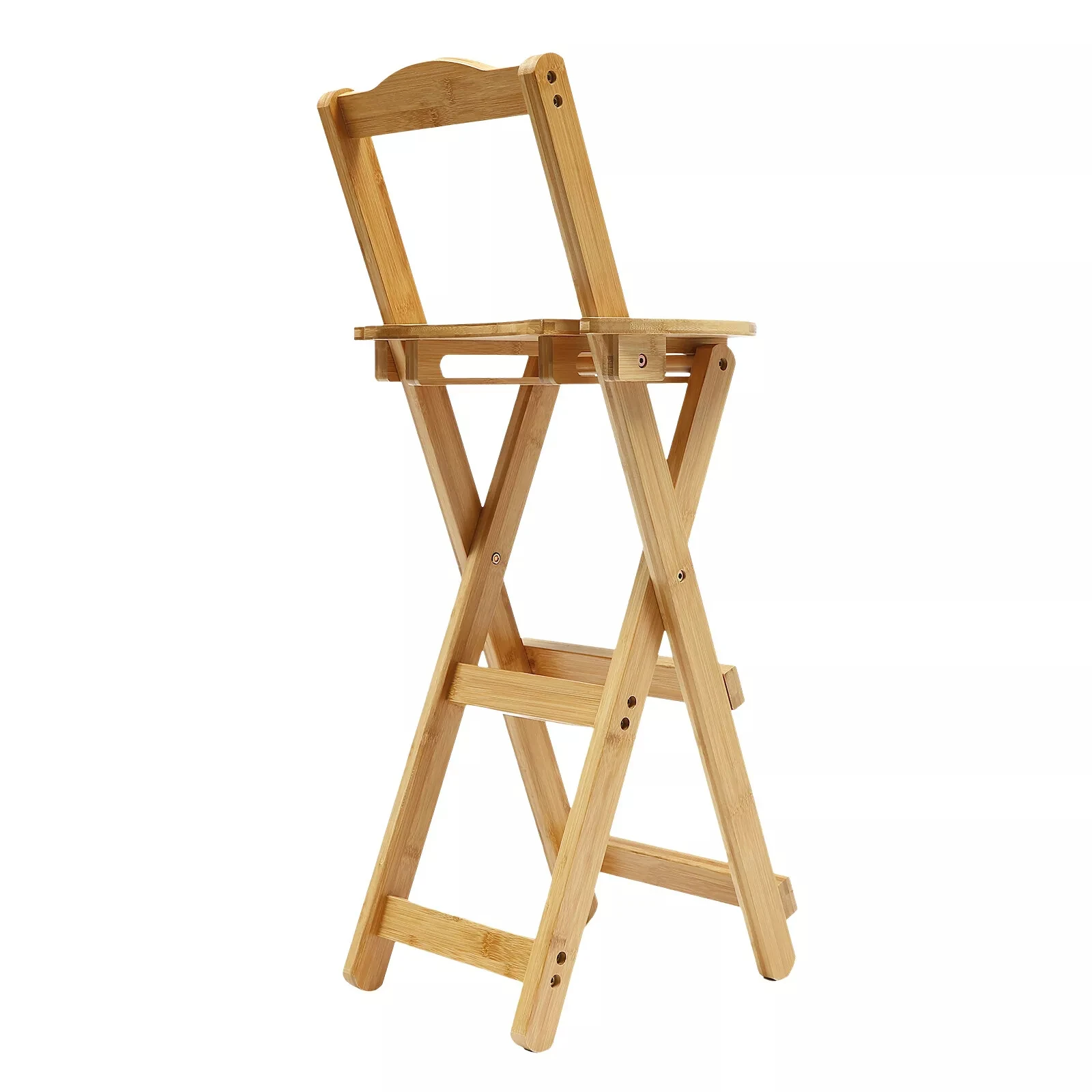 Portable Folding Bamboo Stool - Tall Bar Chair for Porch & Kitchen