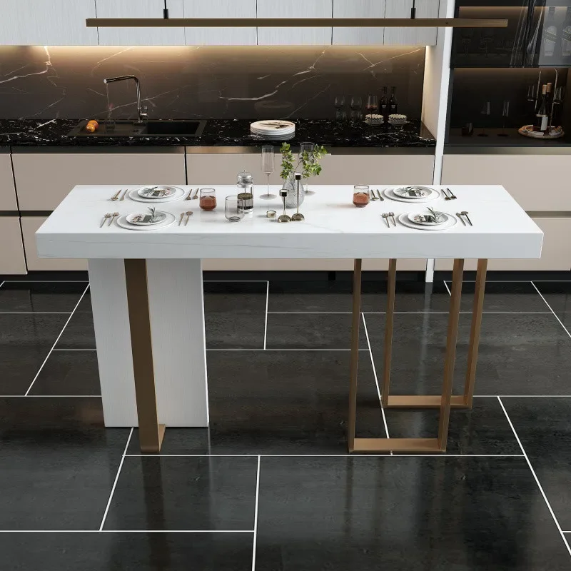 Leichter, luxuriöser Marmor-Stehtisch. Neue Trennwand, rechteckig, einfache Eingangsbar eins