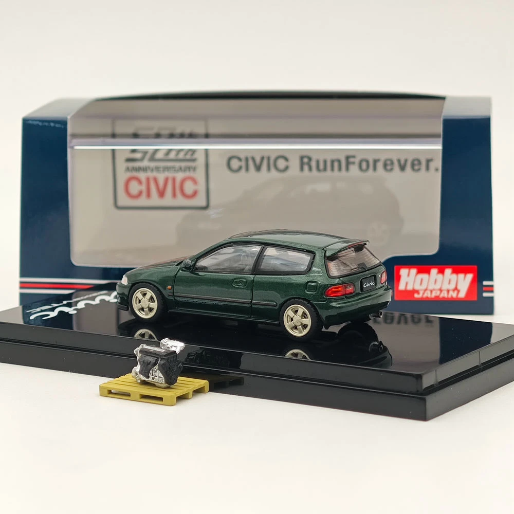 1/64 Hobby Japan dla CIVIC (EG6) Sir-S z wyświetlaczem silnika Model HJ 641017 S Odlewane modele samochodów Kolekcja samochodów Miniaturowa zabawka samochodowa