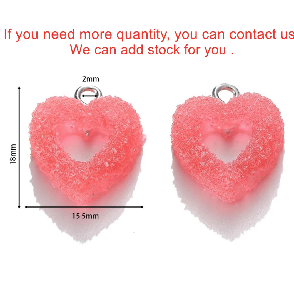 10pcs/lot Colorful Soft Candy Heart Shape Charms Cute Resin Pendant for DIY Handmade Earring Bracelets Jewelry Making Bulk