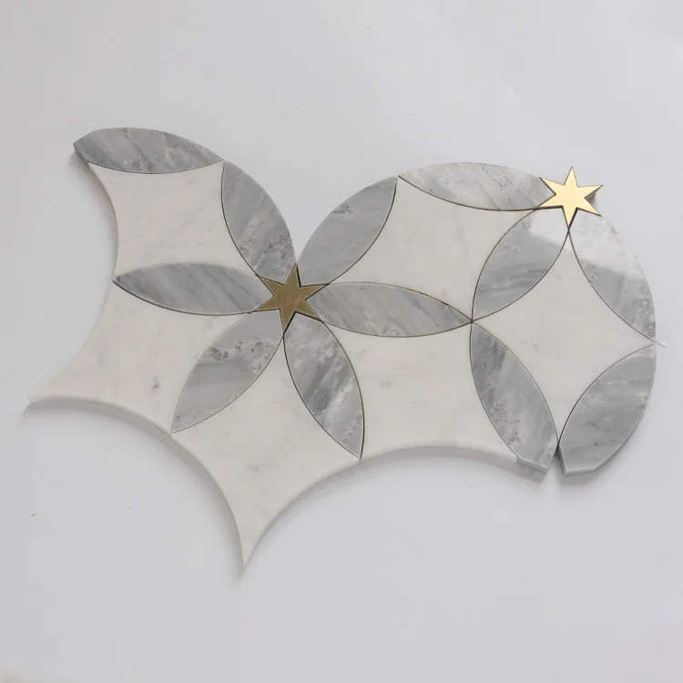 

Light luxury special-shaped marble bathroom wall tiles white mixed Arabic tiles inlaid water machine luxury villa decoration