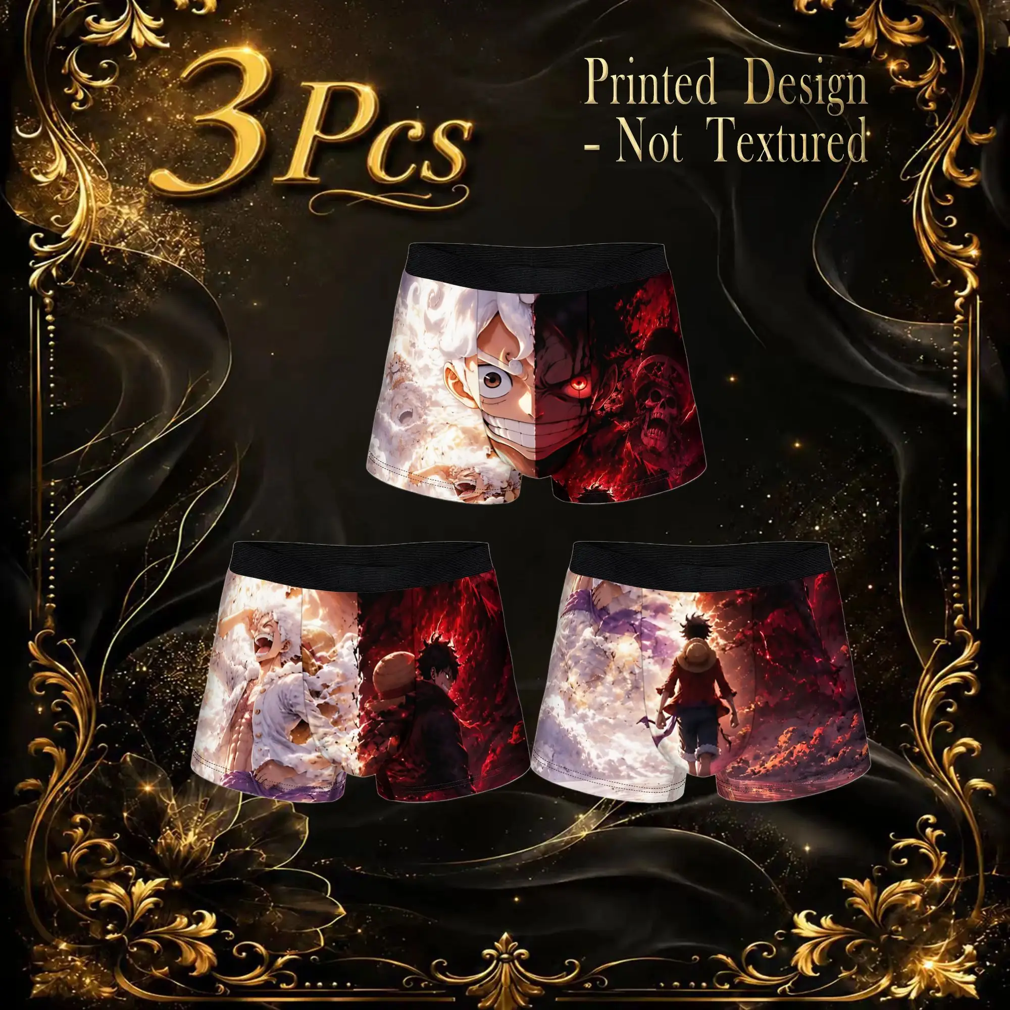 3Pcs Anime One piece Theme boxers  Underpants Homme Panties Men's Underwear Comfortable Shorts Boxer Briefs