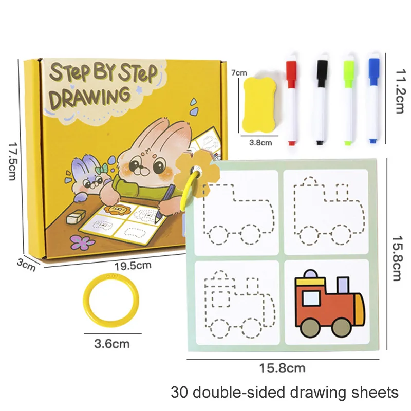 어린이 몬테소리 드로잉 완구, 단계별 드로잉 펜 제어 훈련 집중 게임 세트, 어린이 학습 교육 완구