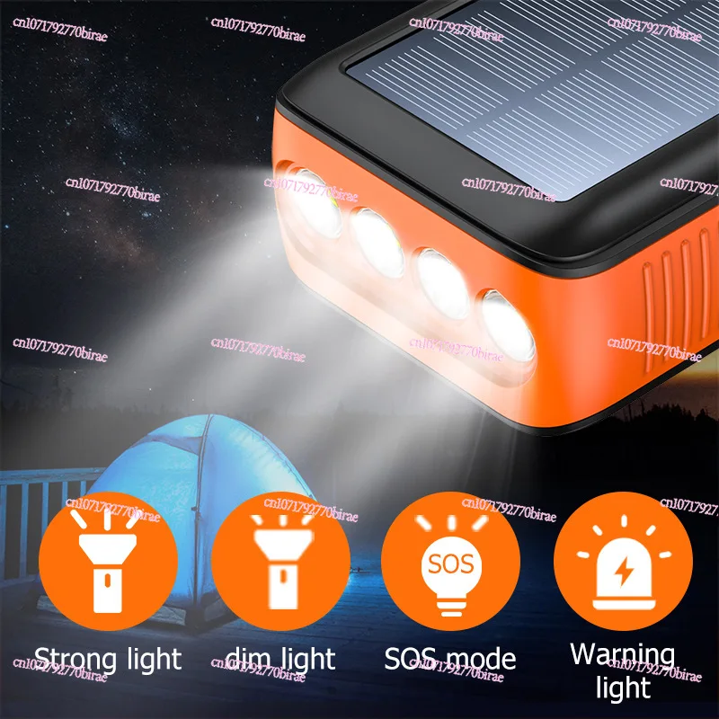 Outdoor Hand-cranked Solar Power Bank 30000 MAh Large Capacity Self-contained Cable Two-way Mobile Power Supply