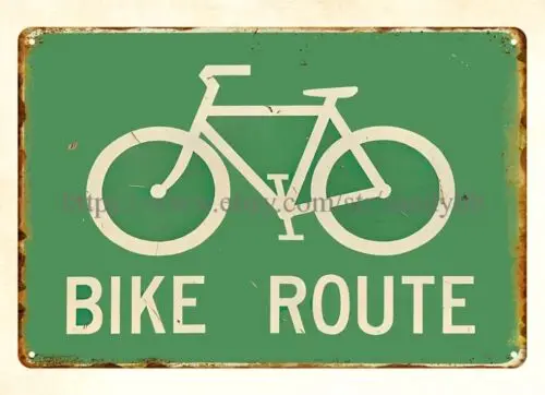 Bike Route bicycle Streets metal tin sign bedroom wall decor