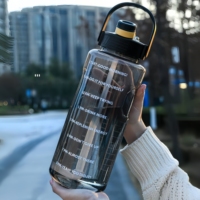 2L Large Capacity Sports Water Bottle with Straw Outdoor Plastic Portable Water Bottle for Fitness Camping Gym Sports Water Jugs