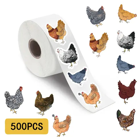 Bilashmart 500PCS Animal Cartoon Hen Roll Roll Stickers Refrigerator Personalized for Stationery Laptop Modern Computer Funny Sticker
