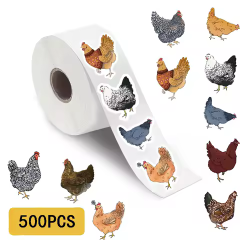 500PCS Animal Cartoon Hen Roll Roll Stickers Refrigerator Personalized for Stationery Laptop Modern Computer Funny Sticker