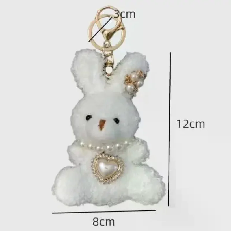 Kreskówkowy Śliczny Pluszowy Królik z Długimi Uszami Wypchana Lalka Brelok dla Kobiet Dziewcząt Y2K Zawieszka do Plecaka Torby Uchwyt na Telefon Prezent