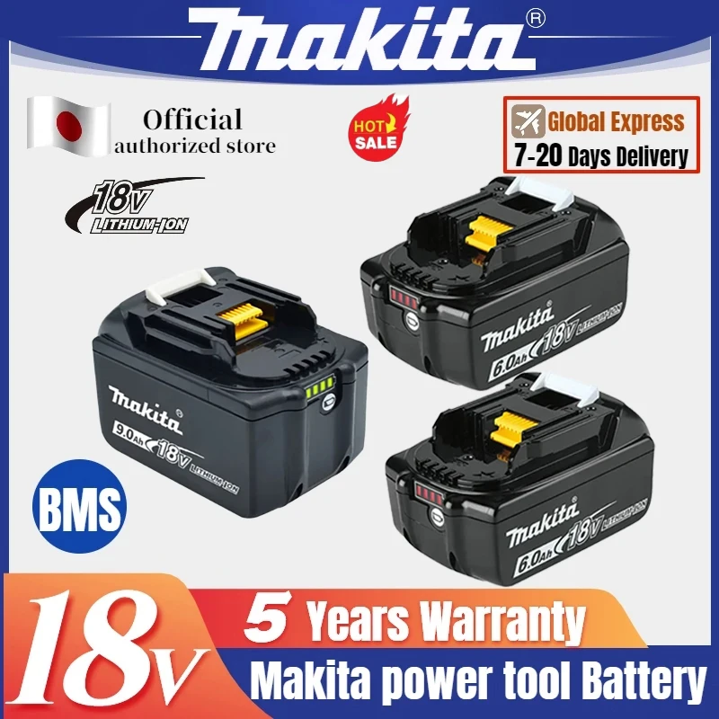 

100% Original Makita Rechargeable Battery, Replaceable LED Lithium-ion, 9.0Ah/6.0Ah 18V BL1860B BL1860 BL1850 BL1830 BL1815