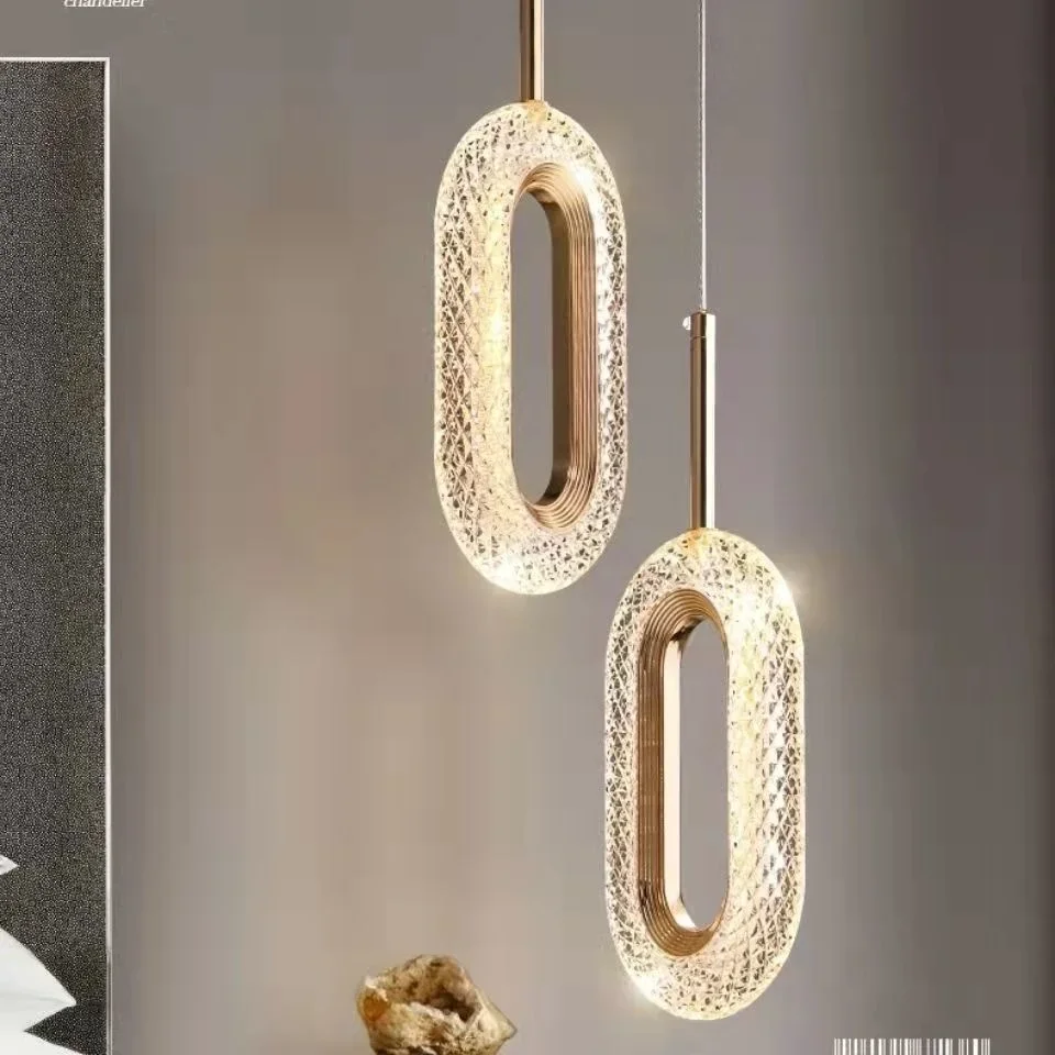 

Bedroom Crystal Chandelier Single Head Bedside Staircase Dining Room Bar Led Lamp Room Decoration Hanging Wire Lamp Glass Lamp