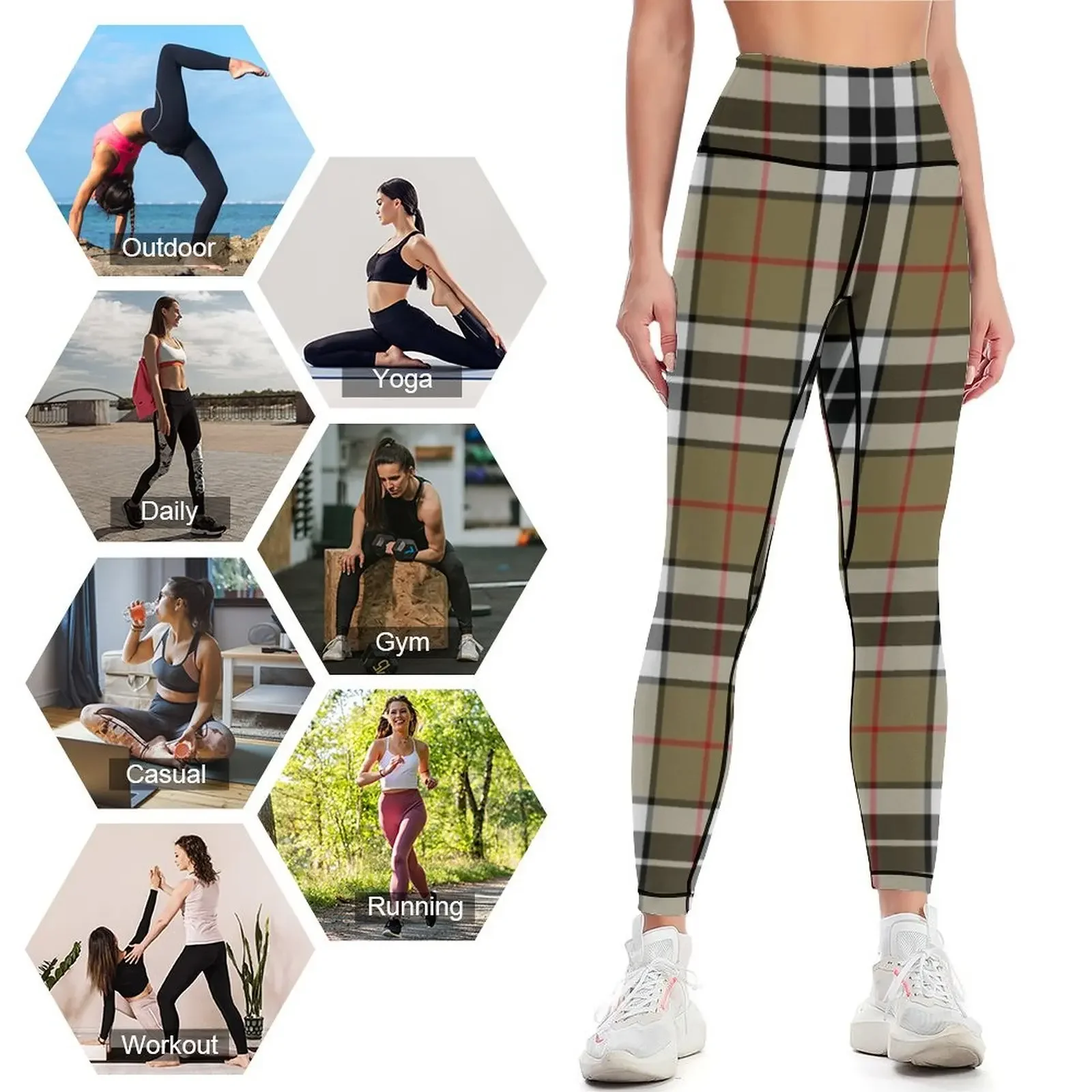 Tartán de camello Thompson |   Clan Thomson |   Lindas mallas de tartán, ropa deportiva para mujer, mallas para fitness, mallas para mujer