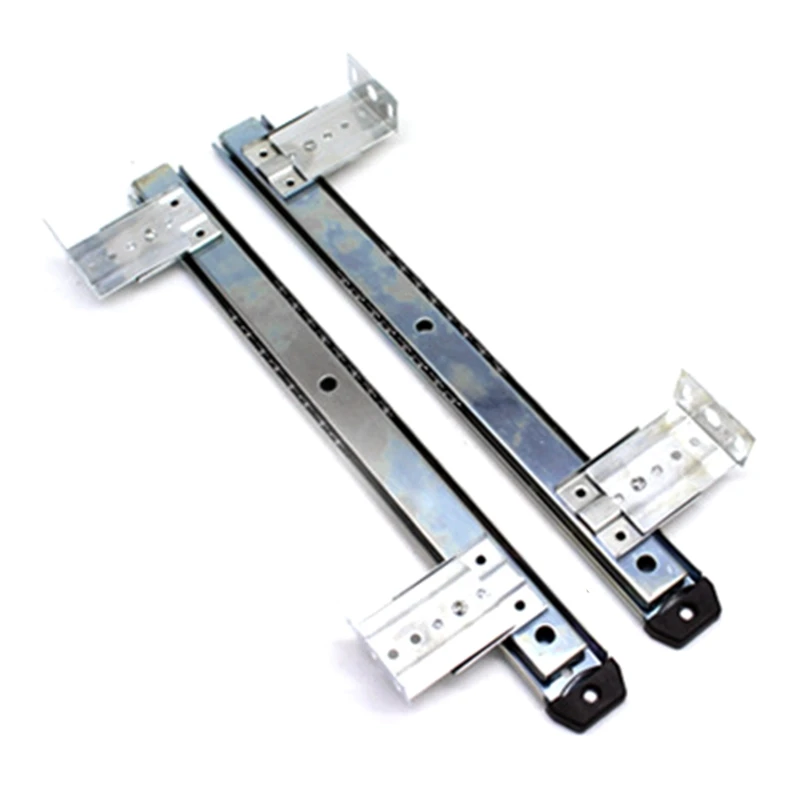 1-ペアヘビーデューティーボールベアリングスライドキーボード引き出しトレイアクセサリー家具レールラック高さ調節可能なブラケット付き