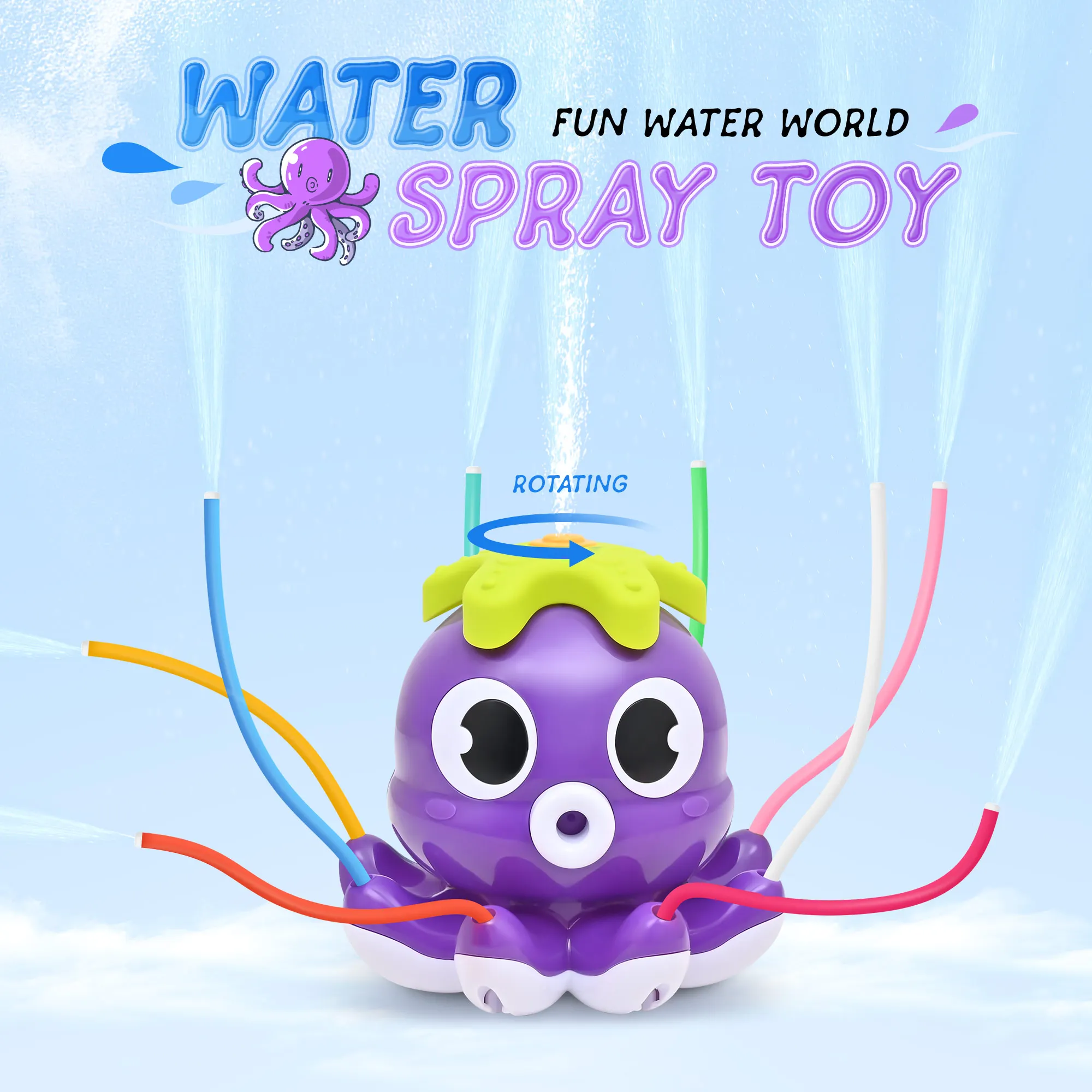 Summer Water Toy Sprinkler Rotating Spray Outdoor Games for Kids Garden Octopus Backyard Yard Cartoon Splash Baby Bath Toys Gift