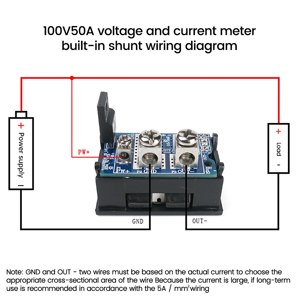 Compteur de tension et de courant à affichage numérique pour touristes, shunt intégré avec réglage fin, 50A, 30A, 20A, DC, 12V, 24V, 48V, 60V, 72V, 4.5-30V, 7-100V