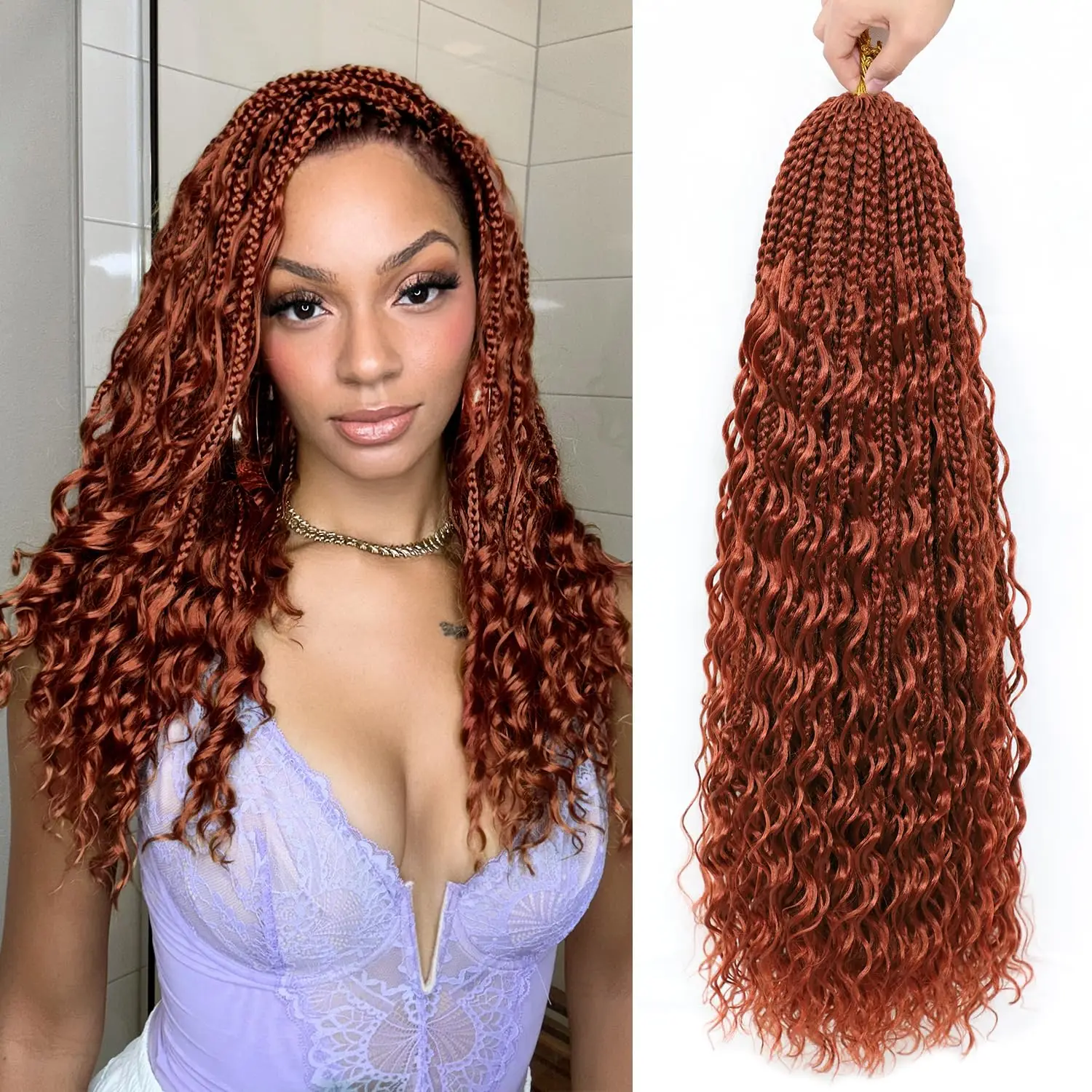 Goddess Box Braids Crochet Hair 12-18Inch 1/7 Packs Synthetic Hair Boho Braids for Women Pre Looped Crochet Hair with Curly Ends