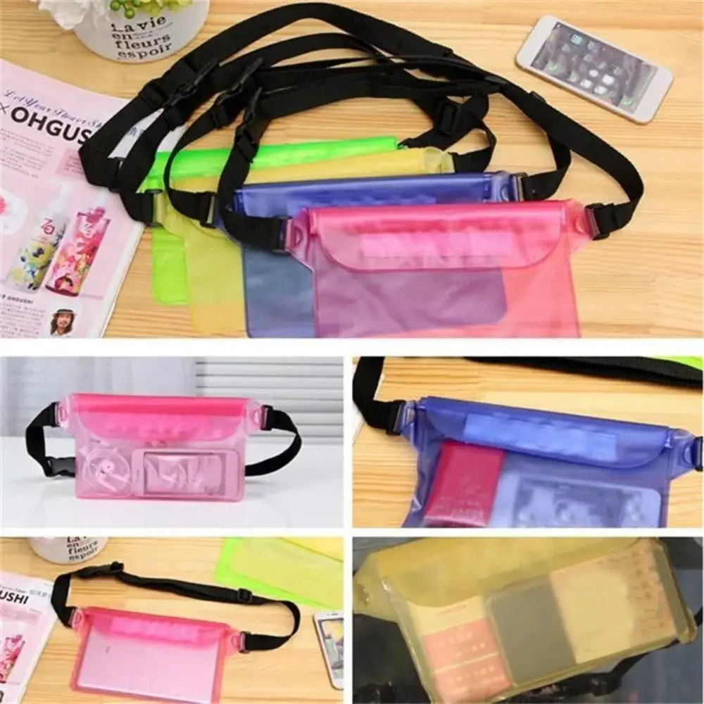 Thicken Waterproof Phone Bag Folding Transparent Waist Waterproof Bag PVC Portable Swimming Storage Bag Boating
