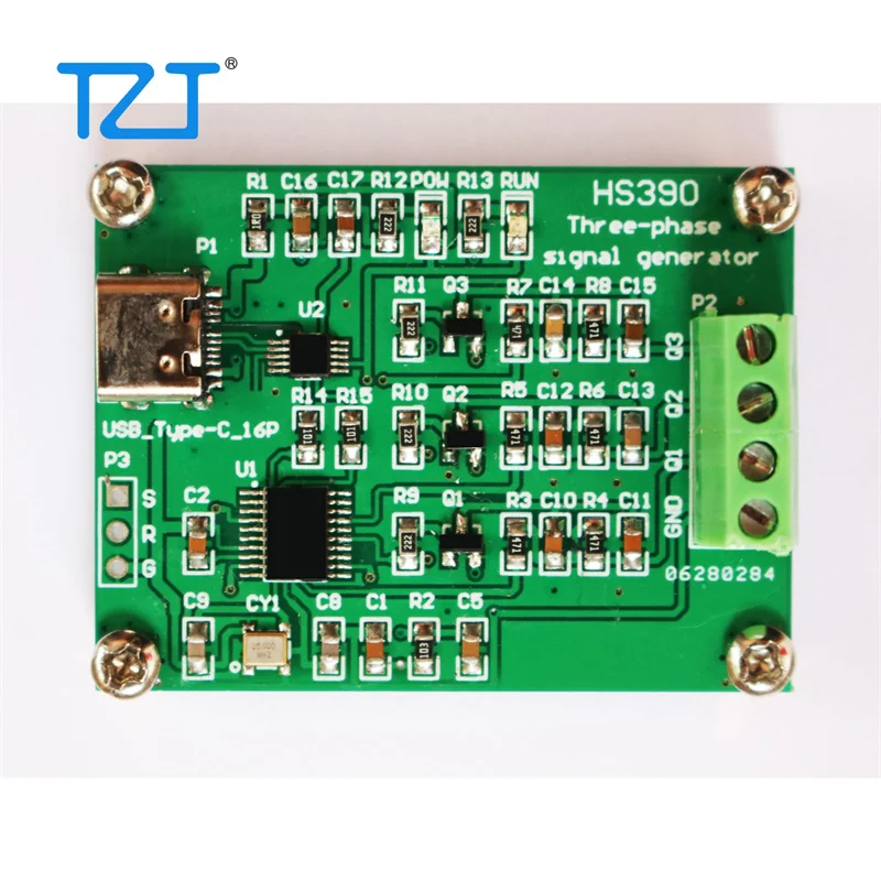 TZT New HS390 USB 1Hz-5kHz Three-phase Sine Wave Signal Generator Module (USB) Support Amplitude Control