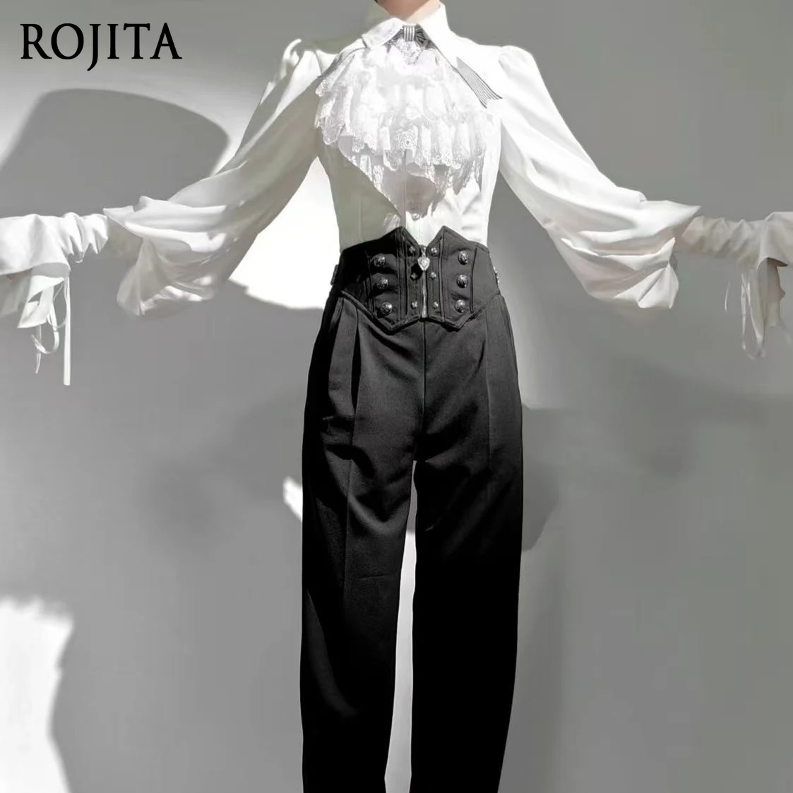 

White Gothic Lolita Inner Wear Prince Outfit Black Series Medieval Base Shirt Vintage Long Sleeve Lolita Blouse Spring Autumn