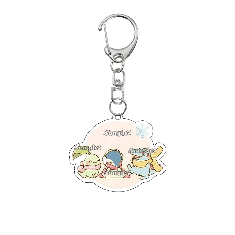Cartoon Bulbasaur Charmander Squirtle Rowlet Cute Q Version Winter Scarf Warm Series Acrylic Keychain Anime Bag Pendant Key Ring - view 4