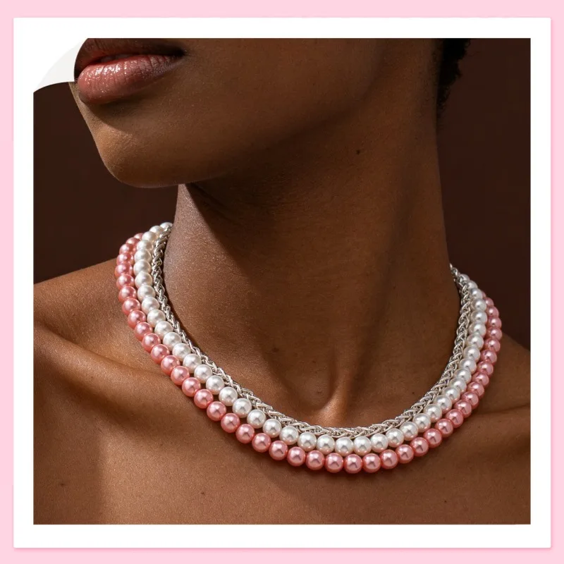 

Простое и универсальное многослойное ожерелье с бусинами, элегантная цепочка на шею, модная нишевая высококачественная цепочка на ключицы