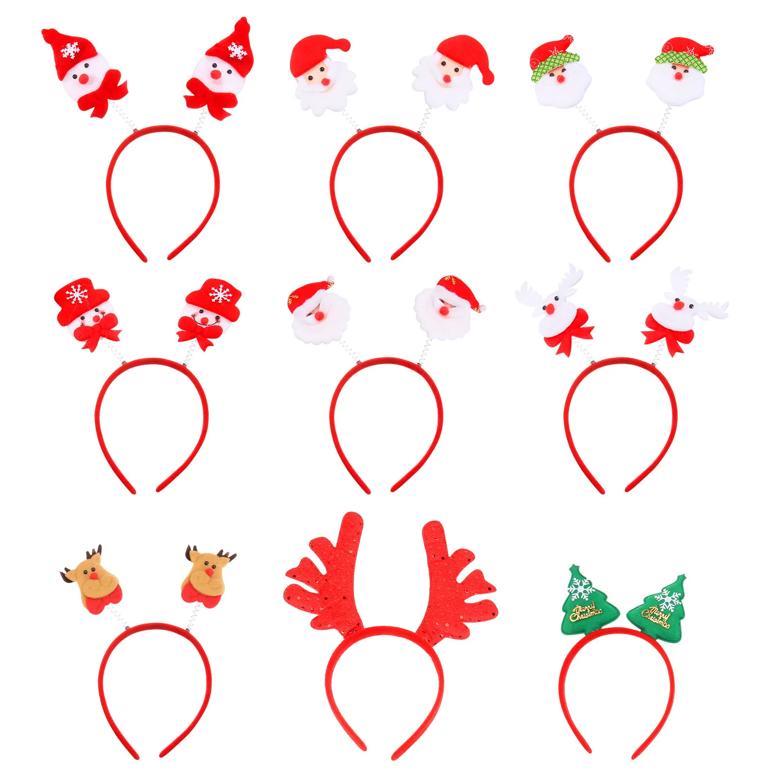 9Pcs Christmas Headwear Assortment Eye-Catching Hair Bands for Holiday Party Fun Creative Gift Lively Atmosphere Christmas Hair