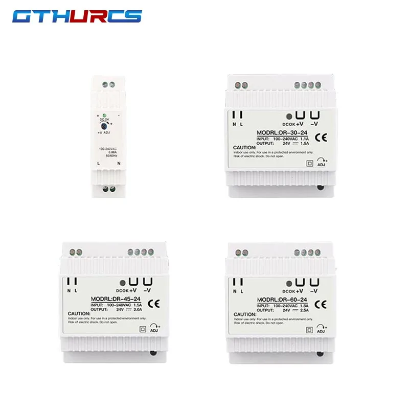 DR-15 DR-30 DR-45 DR-60 -5/12/15/24 15W 30W 45W 60W Single Output 5V 12V 15V 24V Industrial Din Rail Power Supply Switch