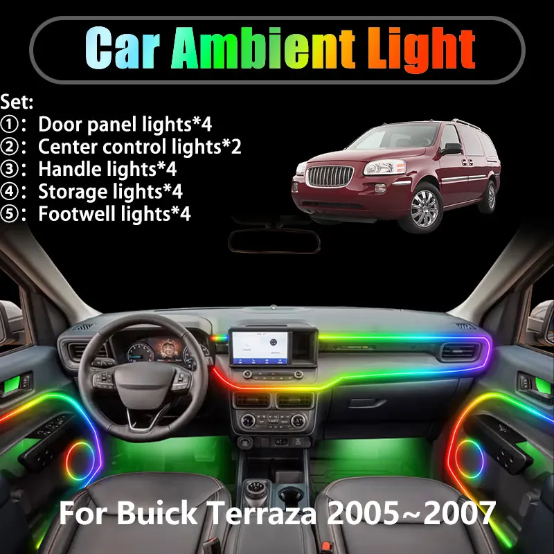 

For Buick Terraza 2005 2006 2007 2/18 in 1 Car ambient lighting Led trunk interior led lights USB RGB Ensemble Streamer Parts