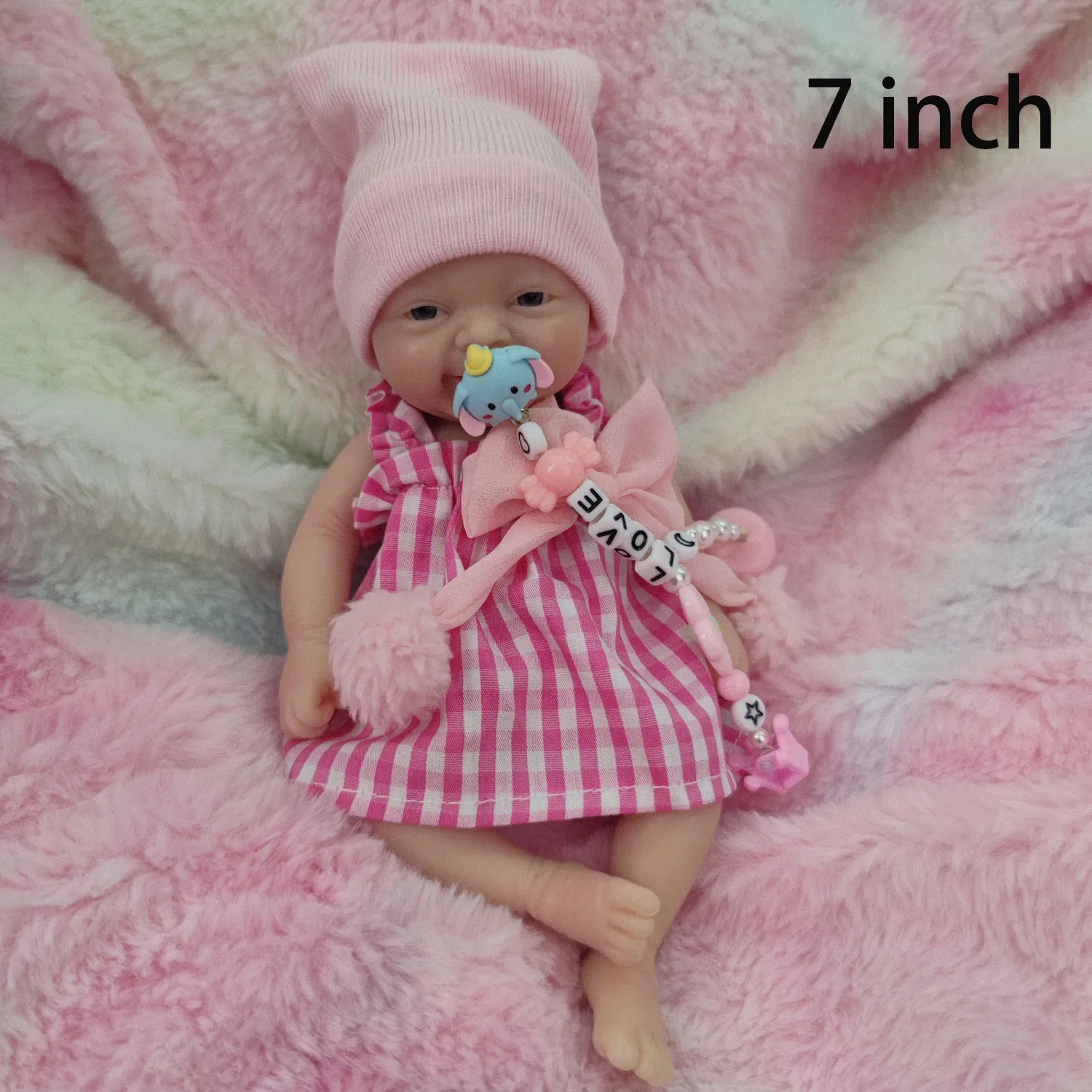 7 inch Cuddly Miniature Body Soft Silicone Reborn Baby Doll Lifelike Reborn Baby, Halloween/Thanksgiving Day/Christmas Gift