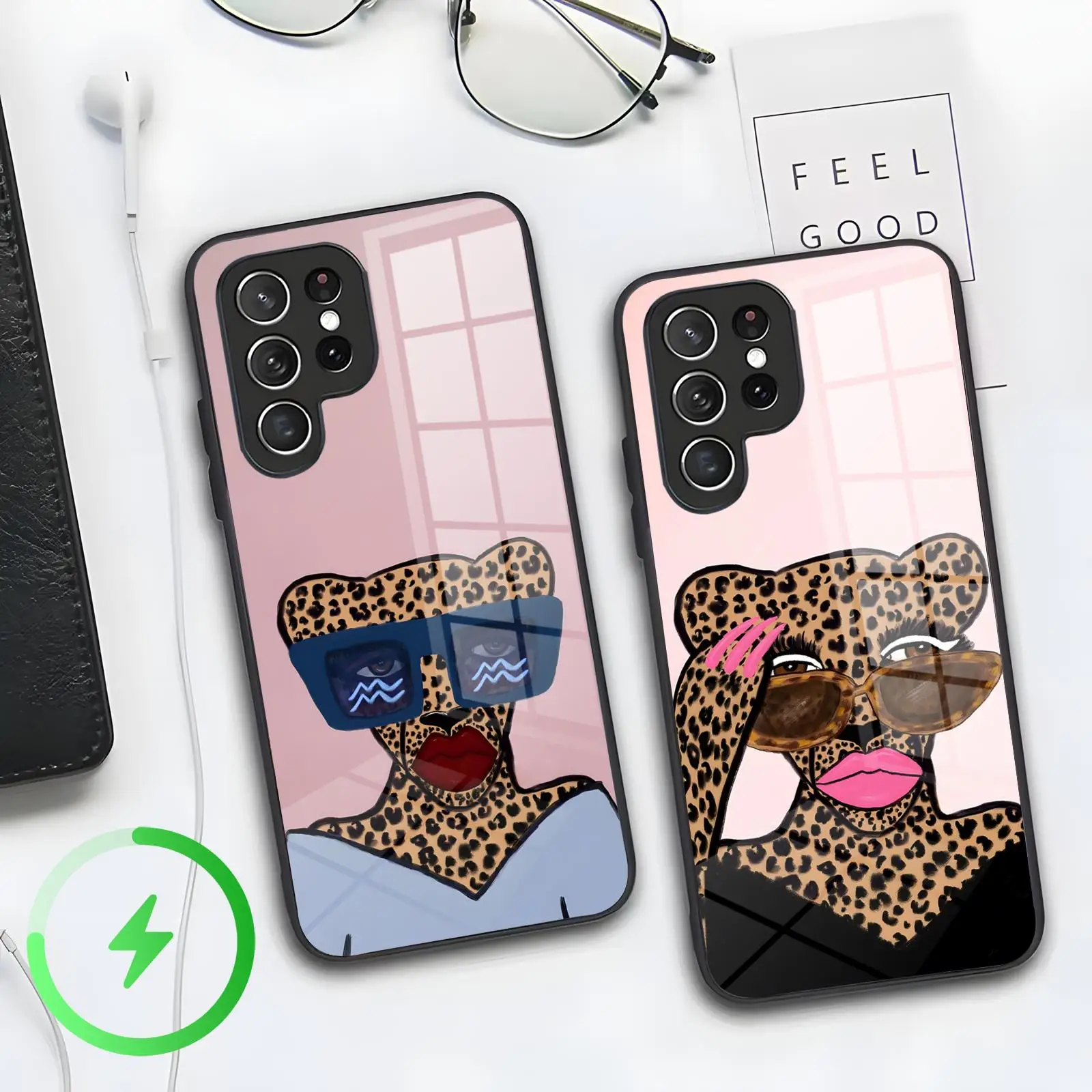 Abstract Art Abstract Leopard Phone Case For Samsung S26 S25 S24 S23 S22 S21 Plus Ultra Note20 Magnetic Glass Phone Case