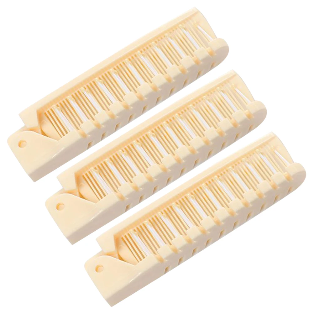 

3pcs Foldable Straightening Comb for Thick Hair Travel Brush Plastic Pocket Kids Yellow Compact Hairstyling Mini Portable