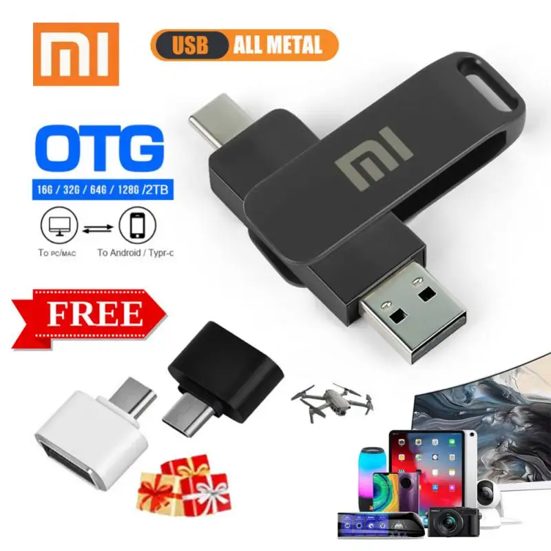 Xiaomi TYPE C USB แฟลชไดรฟ์ 2 IN 1 USB Stick 3.0 128GB ไดรฟ์ปากกา 2TB 1TB กันน้ํา Flashdisk หน่วยความจําสําหรับ Iphone 15 Pro Max