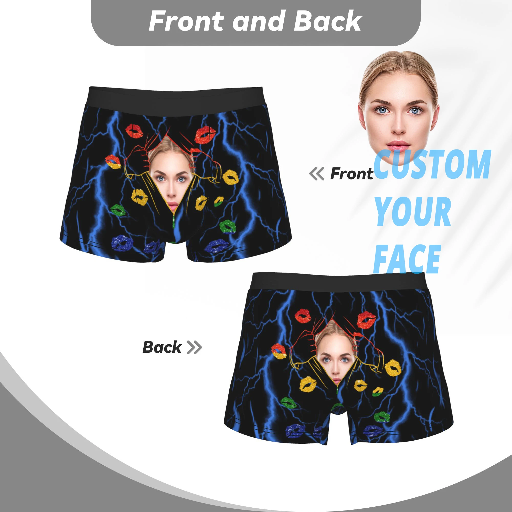 Custom Male Cool Personalized Face Photo  Underwear  Boxer Briefs Breathable Shorts Panties Underpants