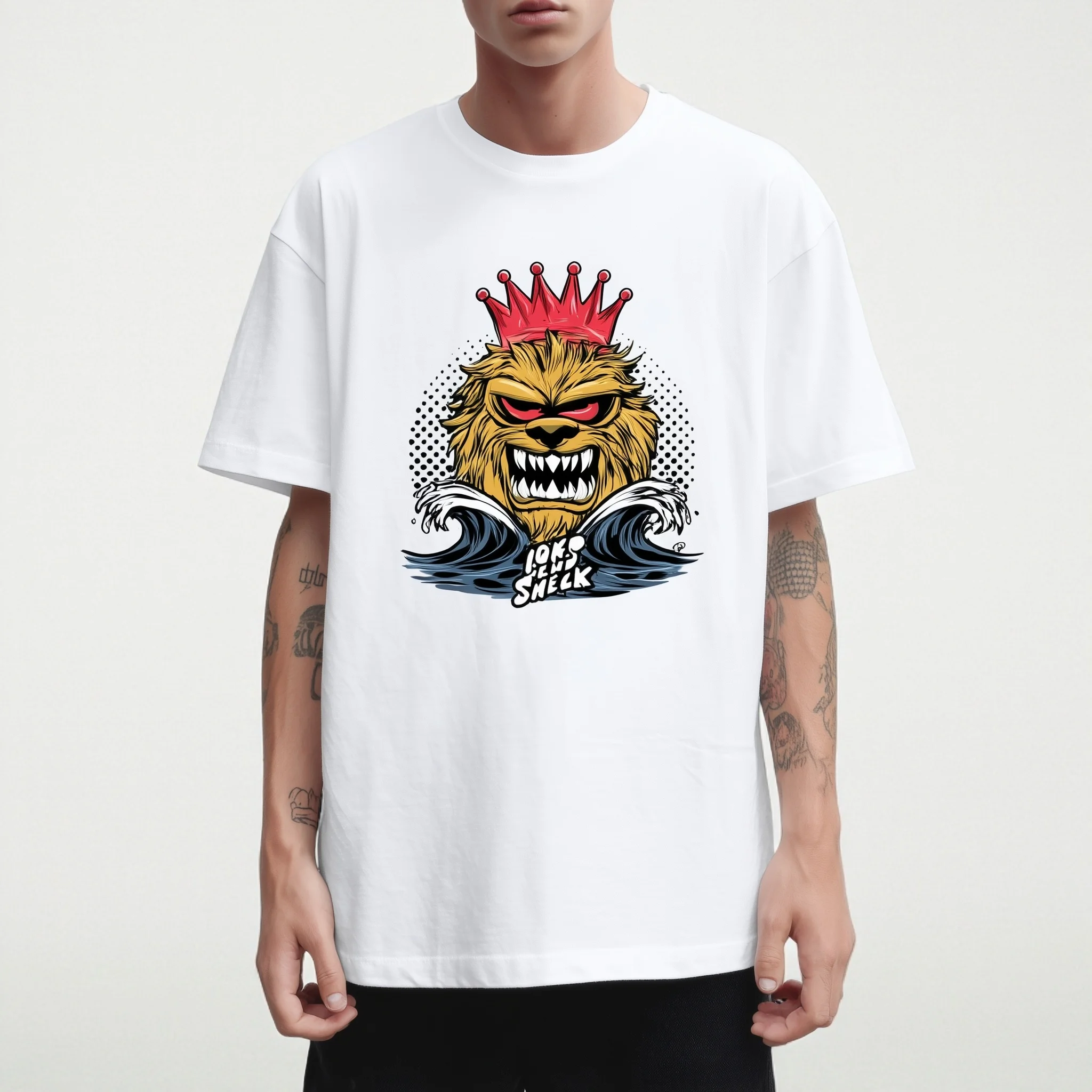 

Teevo Men's Casual T-Shirt Lion King Crown Print Surf Scene Daily Wear Streetwear Fashion Top