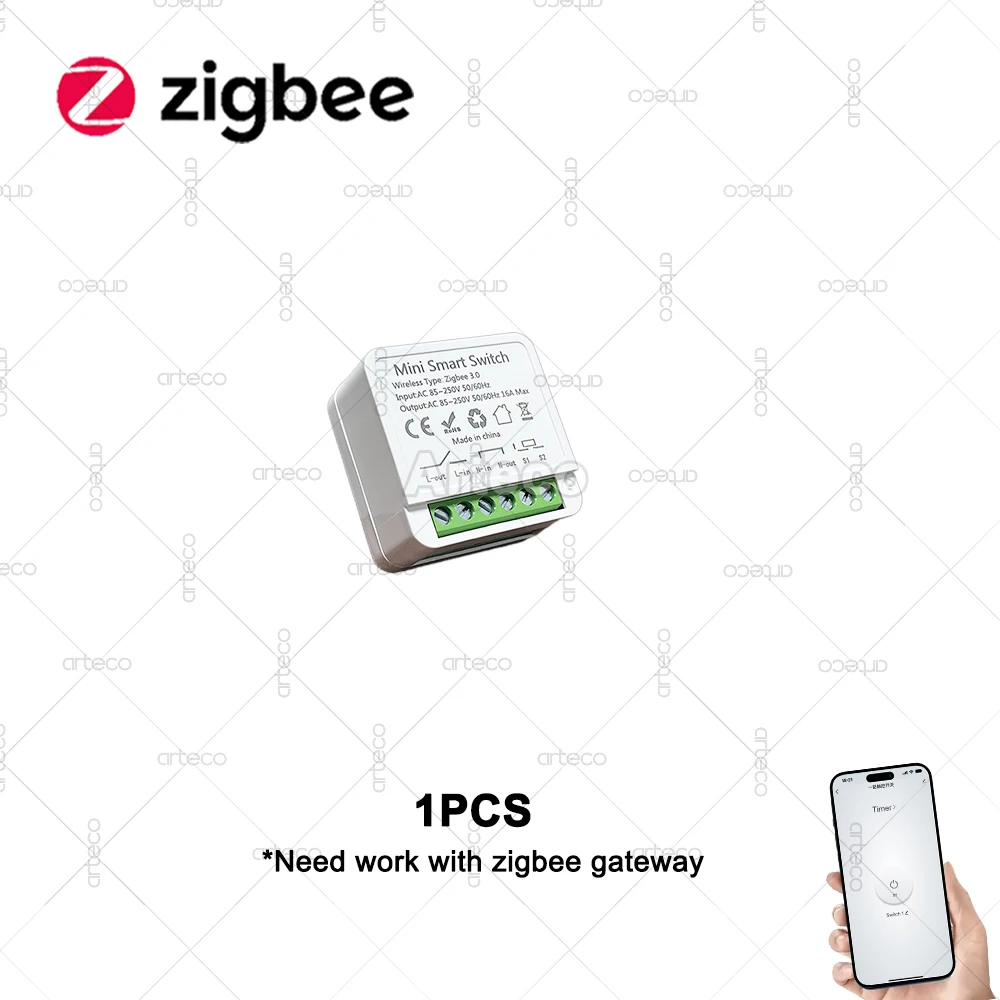 Zigbee 3.0 Mini Smart Switch 16A 2-Wege-Steuerung Relais-Schalter Hausautomation DIY-Modul Lichtschalter Benötigt Gateway-Unterstützung Z2M