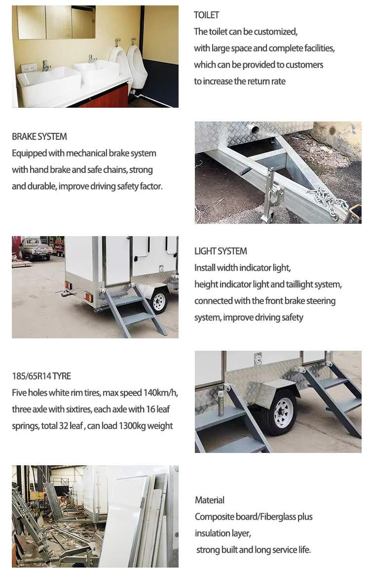 Luxury Mobile Toilets Cabin Movable Container for Camping Outdoor Restroom Trailer With Shower Mobile Toilet Trailer