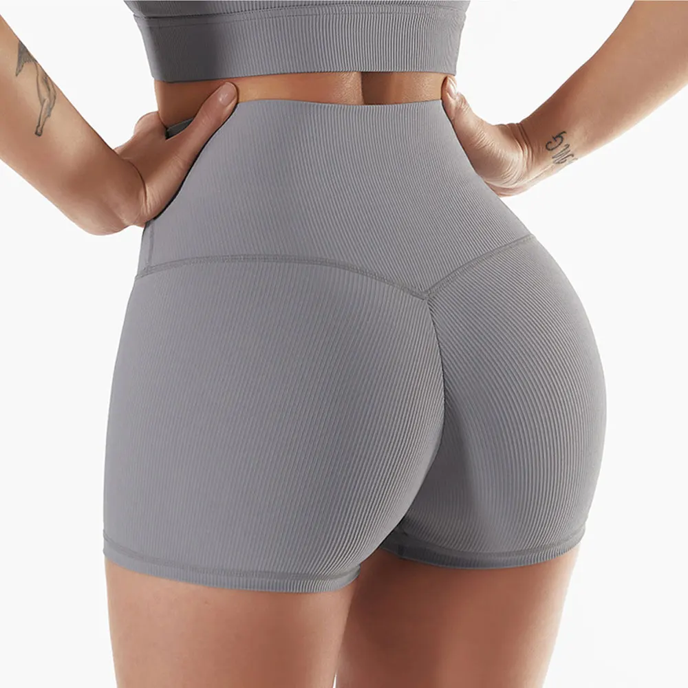 Leggings de cintura alta para mujer, pantalones cortos deportivos de Yoga con realce, sin costuras, elásticos y ajustados, para gimnasio