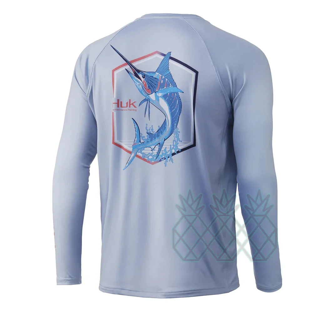 HUK-camisas de pesca para hombre, camisa de pesca personalizada UPF 50 +, vestidos de pesca de verano, manga larga, protección UV, Tops de pescado de Columbia