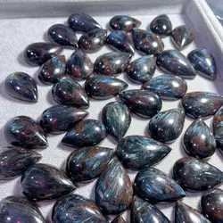 40mm Natural Rock Black Blue Amphibole Water Drop-Shaped Quartz Crystal Water Drop Chakra Healing Reiki Gem Home Decor DIY Gift