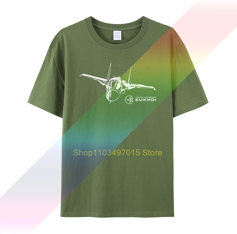 Cotton T Shirt Men Summer Family T Shirt Sukhoi Su 34 Syrien Russian Airplane Bomber Make Tee Shirts