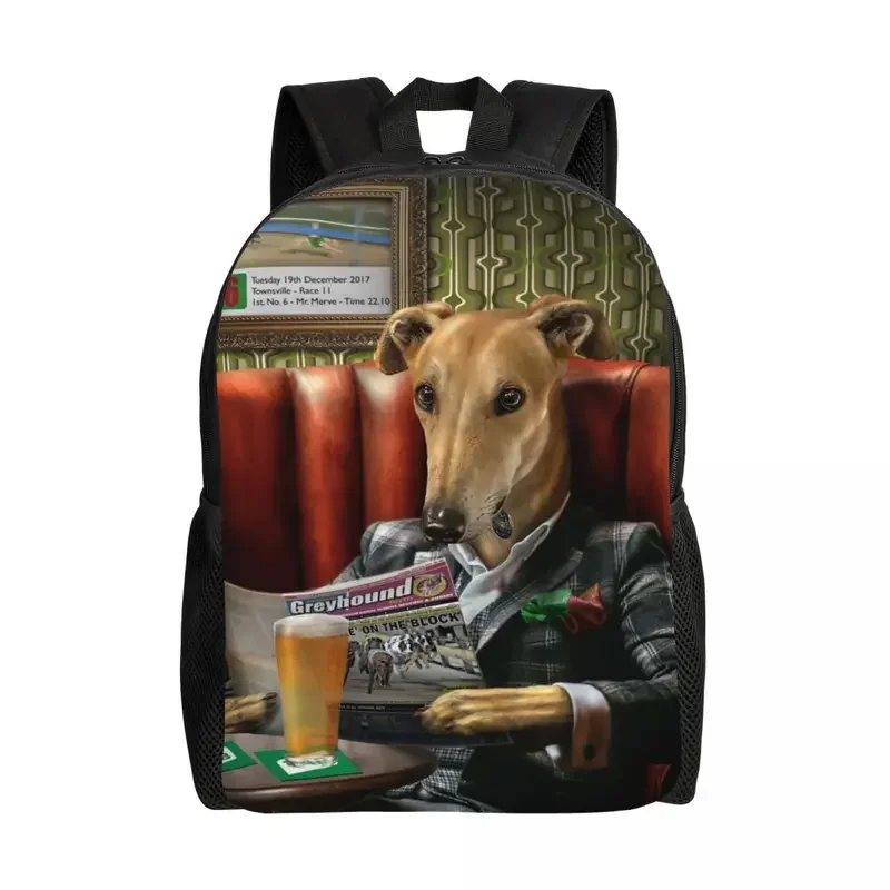 Mochilas personalizadas do retrato do cão do galgo para mulheres e homens, Schoolbag para a faculdade e a escola, Whippet, Sighthound Lover Bags, Fashion Bookbag