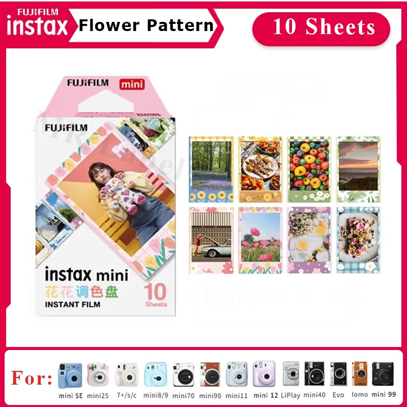 Fujifilm Instax Mini Color Film Flower Pattern For Fuji Instant Camera Mini 12 11 8 9 SE Link Liplay EVO LOMO