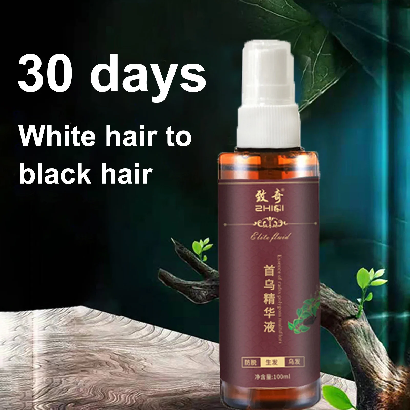 30 Days Herbal Cure White Hair Treatment Spray 100ml Shouwu Hair Liquid Change White Gray Hair To Black  Regrowth Treatments